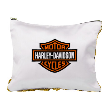 Motor Harley Davidson, Sequin Gold Pouch Cosmetic Bag