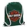 Backpack pouch GYMBAG BOTTLE GREEN, with pocket (40x48cm) & thick white cords