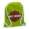 Backpack bag GYMBAG LIME GREEN, with pocket (40x48cm) & thick cords