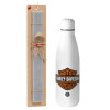 Easter Set, metallic Inox water bottle (700ml) & Easter scented flat candle (30cm) (GRAY)