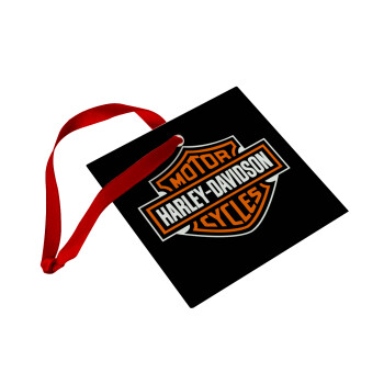 Motor Harley Davidson, Christmas ornament, glass square ornament 9x9cm