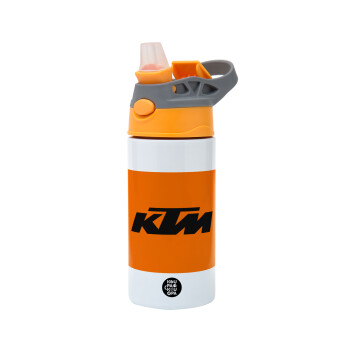 KTM, Children's hot water bottle, stainless steel, with safety straw, Orange/Grey (360ml) BPA-FREE