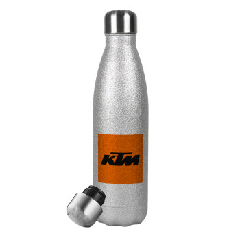 KTM, Μεταλλικό παγούρι θερμός Glitter Aσημένιο (Stainless steel), διπλού τοιχώματος, 500ml