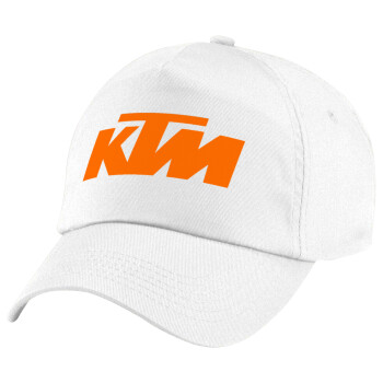 KTM, Καπέλο παιδικό Baseball, 100% Βαμβακερό Twill, Λευκό (ΒΑΜΒΑΚΕΡΟ, ΠΑΙΔΙΚΟ, UNISEX, ONE SIZE)