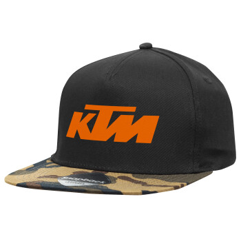 KTM, Καπέλο Ενηλίκων Flat Snapback Μαύρο/Παραλαγή, (100% ΒΑΜΒΑΚΕΡΟ, ΕΝΗΛΙΚΩΝ, UNISEX, ONE SIZE)