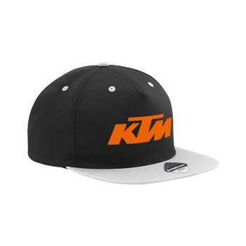 KTM, Adult Flat Snapback Hat Black/Grey, (100% COTTON TWILL, ADULT, UNISEX, ONE SIZE)