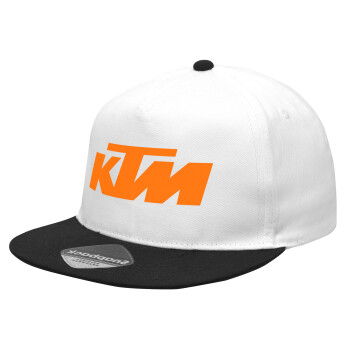 KTM, Καπέλο Ενηλίκων Flat Snapback Λευκό/Μαύρο, (POLYESTER, ΕΝΗΛΙΚΩΝ, UNISEX, ONE SIZE)