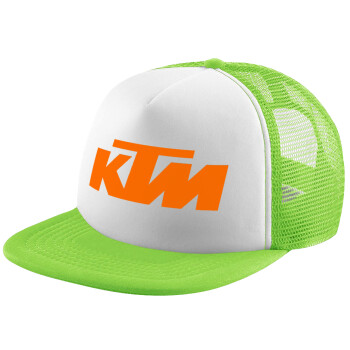 KTM, Καπέλο Ενηλίκων Soft Trucker με Δίχτυ ΠΡΑΣΙΝΟ/ΛΕΥΚΟ (POLYESTER, ΕΝΗΛΙΚΩΝ, ONE SIZE)