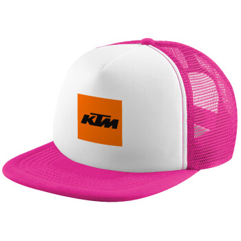 KTM, Adult Soft Trucker Hat with Pink/White Mesh (POLYESTER, ADULT, UNISEX, ONE SIZE)