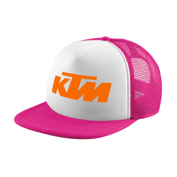 KTM, Καπέλο παιδικό Soft Trucker με Δίχτυ ΡΟΖ/ΛΕΥΚΟ (POLYESTER, ΠΑΙΔΙΚΟ, ONE SIZE)