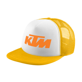 KTM, Adult Soft Trucker Hat with Yellow/White Mesh (POLYESTER, ADULT, UNISEX, ONE SIZE)