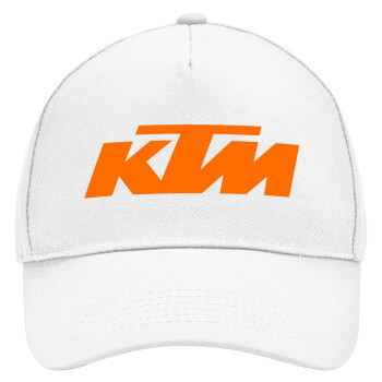 KTM, Adult Baseball Cap, Drill, White (100% COTTON, ADULT, UNISEX, ONE SIZE)