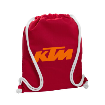 KTM, Backpack pouch GYMBAG Red, with pocket (40x48cm) & thick cords