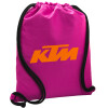 Backpack pouch GYMBAG Fuchsia, with pocket (40x48cm) & thick cords