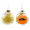 Transparent Christmas tree ball ornament with gold filling 8cm