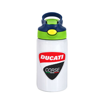 Ducati, Children's hot water bottle, stainless steel, with safety straw, green, blue (350ml)