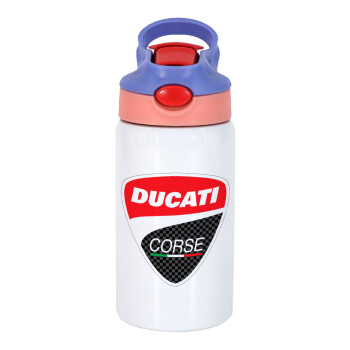 Ducati, Children's hot water bottle, stainless steel, with safety straw, pink/purple (350ml)