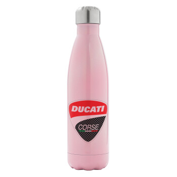 Ducati, Metal mug thermos Pink Iridiscent (Stainless steel), double wall, 500ml