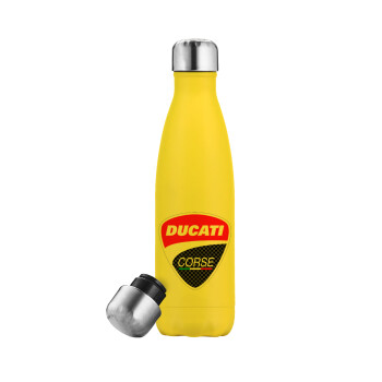 Ducati, Μεταλλικό παγούρι θερμός Κίτρινος (Stainless steel), διπλού τοιχώματος, 500ml