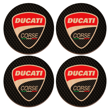 Ducati, ΣΕΤ x4 Σουβέρ ξύλινα στρογγυλά plywood (9cm)