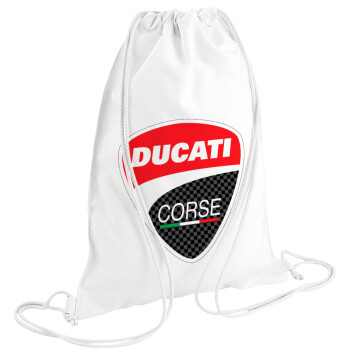 Ducati, Τσάντα πλάτης πουγκί GYMBAG λευκή (28x40cm)