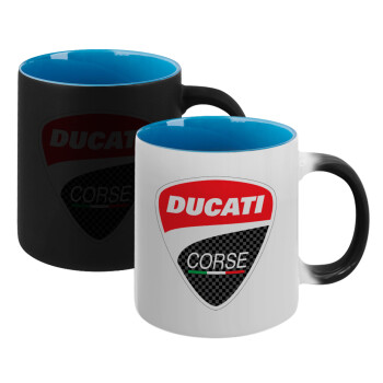 Ducati, Κούπα Μαγική εσωτερικό μπλε, κεραμική 330ml που αλλάζει χρώμα με το ζεστό ρόφημα (1 τεμάχιο)
