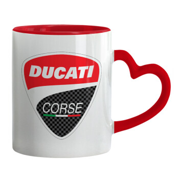 Ducati, Mug heart red handle, ceramic, 330ml