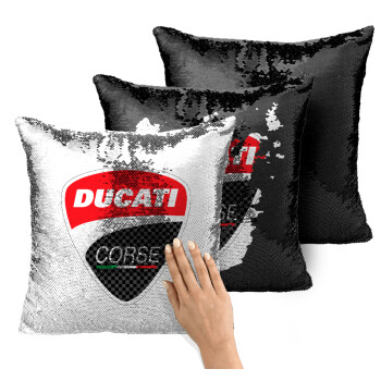 Ducati, Μαξιλάρι καναπέ Μαγικό Μαύρο με πούλιες 40x40cm περιέχεται το γέμισμα