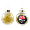 Transparent Christmas tree ball ornament with gold filling 8cm