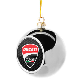 Ducati, Silver 8cm Christmas tree ball ornament