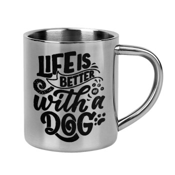 Life is better with a DOG, Mug Stainless steel double wall 300ml