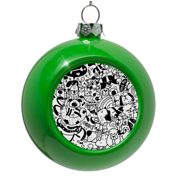 DOG pattern, Green Christmas tree ornament bauble 8cm