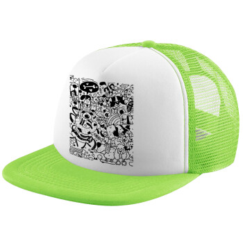 DOG pattern, Adult Soft Trucker Hat with Mesh GREEN/WHITE (POLYESTER, ADULT, ONE SIZE)