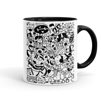 DOG pattern, Mug colored black, ceramic, 330ml