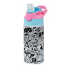 Children's hot water bottle, stainless steel, with safety straw, Pink/BlueCiel (360ml) BPA FREE