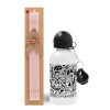 Easter Set, metallic aluminum bottle (500ml) & aromatic flat Easter candle (30cm) (PINK)