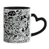 Mug heart black handle, ceramic, 330ml