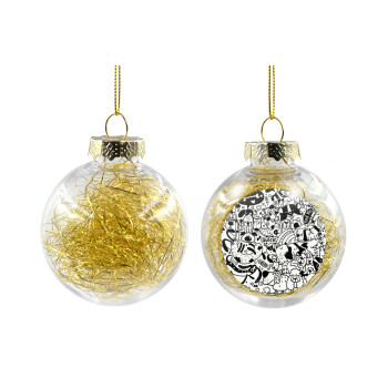 DOG pattern, Transparent Christmas tree ball ornament with gold filling 8cm