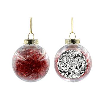 DOG pattern, Transparent Christmas tree ball ornament with red filling 8cm