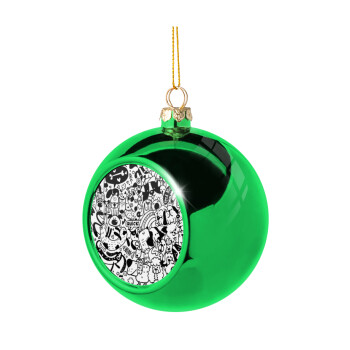 DOG pattern, Green Christmas tree ornament ball 8cm