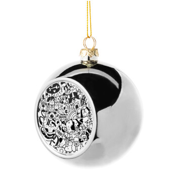 DOG pattern, Silver 8cm Christmas tree ball ornament