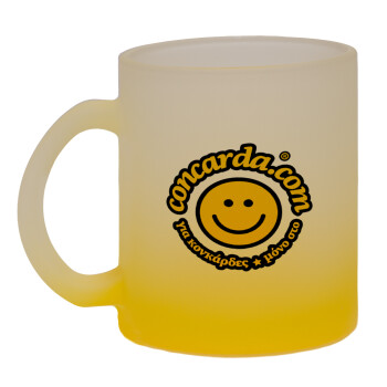 Concarda, Κούπα γυάλινη δίχρωμη με βάση το κίτρινο ματ, 330ml