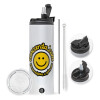 Travel Tumbler 2 Lids, with metal straw & cleaning brush (Stainless steel 304 Food grade, BPA free, 600ml)