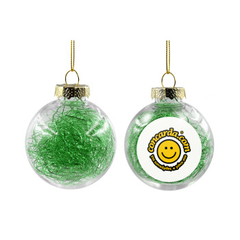 Concarda, Transparent Christmas tree ball ornament with green filling 8cm