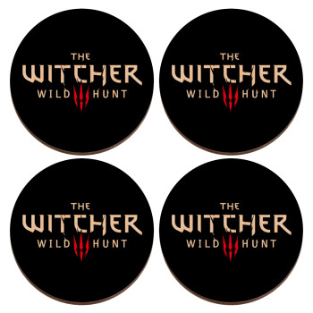 The witcher III wild hunt, ΣΕΤ x4 Σουβέρ ξύλινα στρογγυλά plywood (9cm)