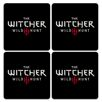 The witcher III wild hunt, ΣΕΤ 4 Σουβέρ ξύλινα τετράγωνα (9cm)