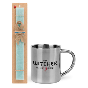 The witcher III wild hunt, Πασχαλινό Σετ, μεταλλική κούπα θερμό (300ml) & πασχαλινή λαμπάδα αρωματική πλακέ (30cm) (ΤΙΡΚΟΥΑΖ)