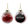 Transparent Christmas tree ball ornament with red filling 8cm