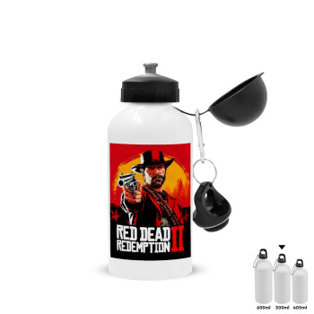 Red Dead Redemption 2, Metal water bottle, White, aluminum 500ml