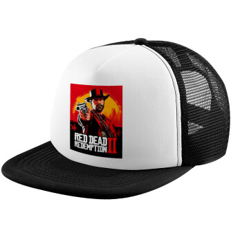 Red Dead Redemption 2, Adult Soft Trucker Hat with Black/White Mesh (POLYESTER, ADULT, UNISEX, ONE SIZE)